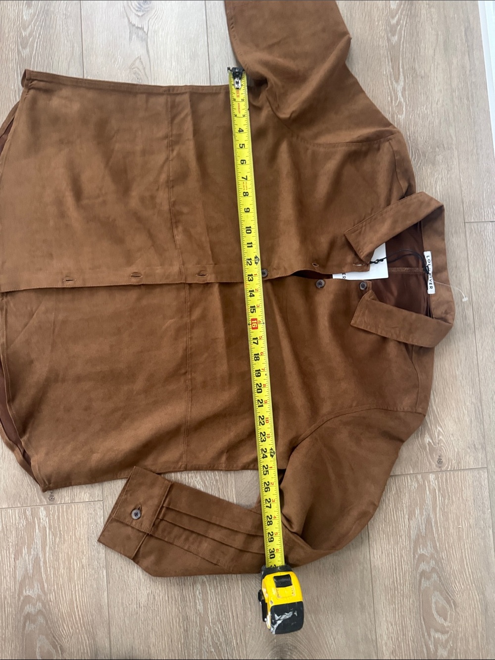 NWT- Women's Brown Suede Button-Front Faux Suede Jacket/Blouse/Button down shirt - Picture 14 of 15